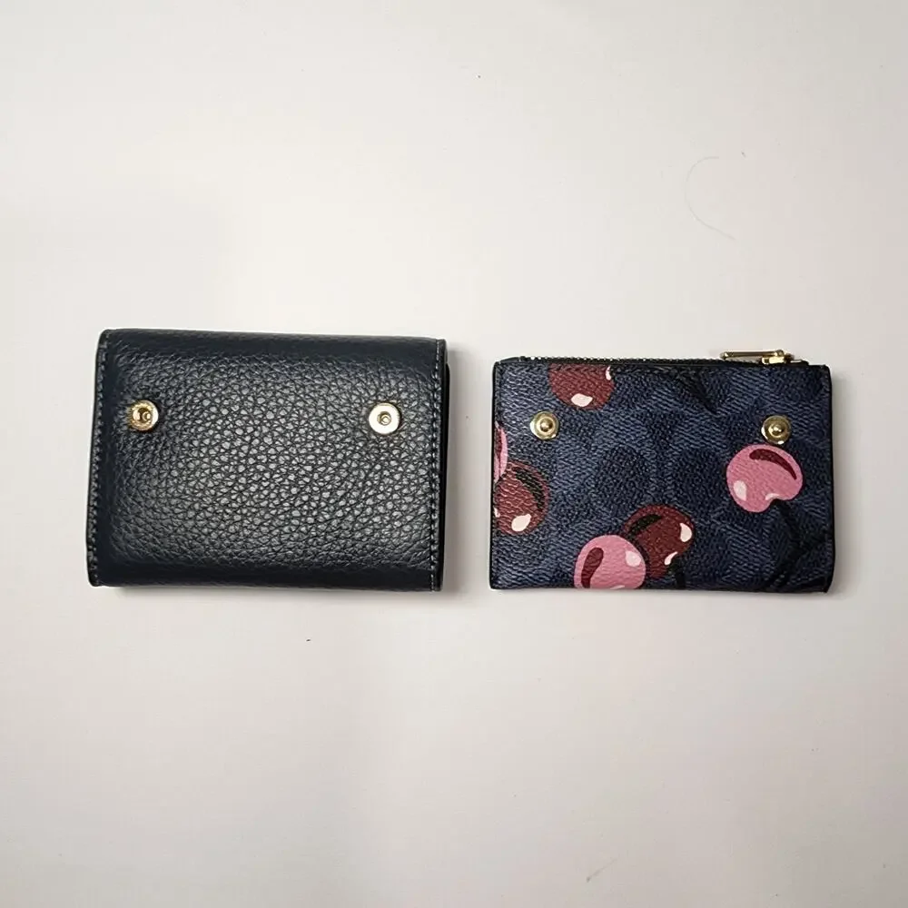 NWT Coach CZ448 2in1 Card Holder Wallet In Signature Canvas With Cherry Print